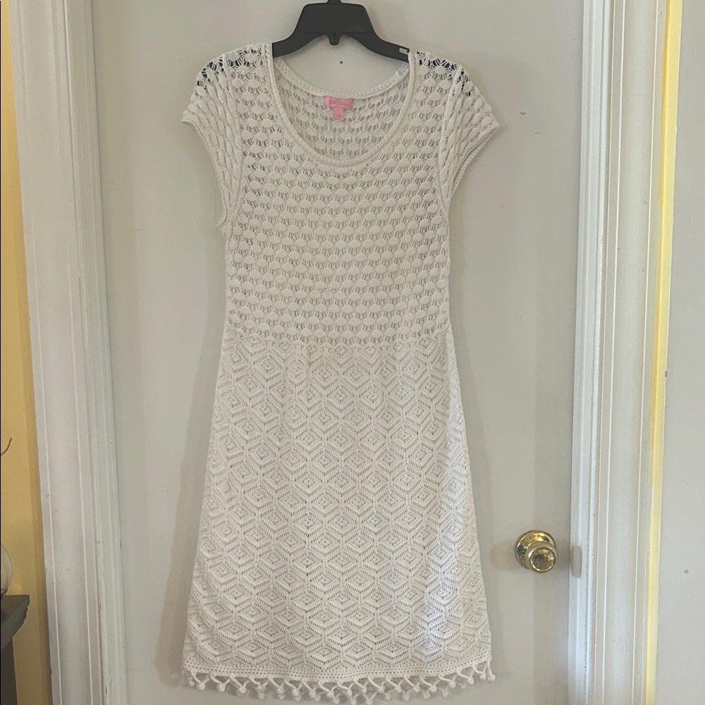 Lilly Pulitzer Cream Open Crochet Dress